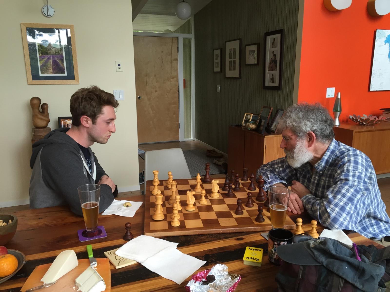 Eric playing chess with Gabriel